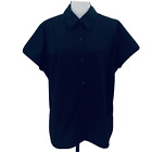 Old Navy Black Short Sleeve Button Up Blouse Shirt Size XXL Tall Stretch Summer