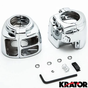 2X Chrome Switch Housings Cover Pair Harley Sportster Dyna Softail V-Rod (96-12) - Picture 1 of 1