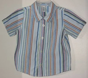 Camisa babyGAP para niños talla 12-18 meses azul a rayas con botones manga corta - Imagen 1 de 2