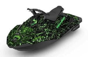 SEADOO SPARK trixx GRAPHIC KIT wraps 2up + 3up Jet Ski SEA DOO vinyl Wolf Green - Picture 1 of 2