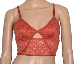 NWT GILLY HICKS Lace Wireless Orange Padded Bralette Size S - Picture 1 of 5