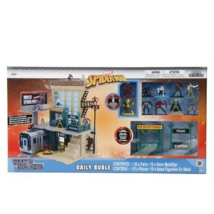 Marvel Spider-Man Daily Bugle Nano Scene & 10 Action Figures, Spiderman Playset - Picture 1 of 3