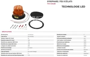 FEUX A ECLATS GYROPHARE A LED 12-80 Volts H 96 mm AMBRE ORANGE E2021 - Picture 1 of 1