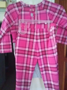 Kleinkind Mädchen Outfit, Größe 12 Monate - rosa Karomuster L/Ärmel Oberteil & Hose - Bild 1 von 6