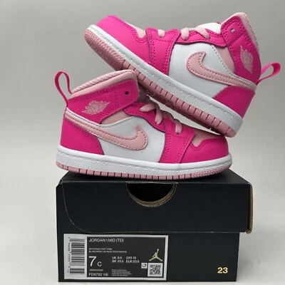 Nike Air Jordan 1 Mid Retro TD “Barbie/Fierce Pink” Niño pequeño FD8782-116 7C Nuevo Foto 1 de 4