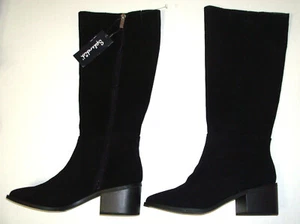 New $199 Black Womens 8 Splendid Abby Suede Leather Boots Tall Knee NWT - Picture 1 of 7