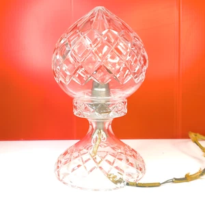 Crystal Glass Table Lamp Hurricane Vintage Cut Diamond Pattern Dome Shade - Picture 1 of 11