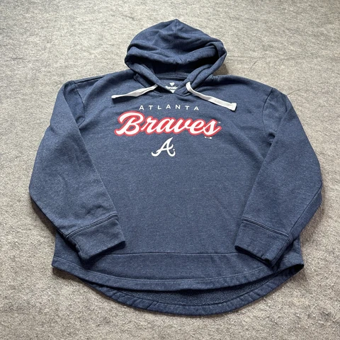 Atlanta Braves Hoodie Sweatshirt Women's XL Blue Fanatics Pullover Graphic Logo Cover