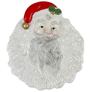 Vintage Fitz & Floyd Santa Gesicht Teller Canape Snack Keks 1993 Weihnachten OCI 8" - Bild 1 von 12