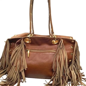 HAMMITT Ultra Rare SAMPLE Daniel Shoulder Bag Fringe Studded Gold Stud Large XL - Picture 1 of 9