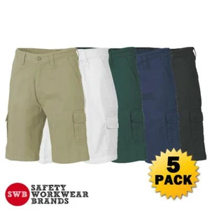5 x DNC Workwear Mens Cotton Drill Cargo Shorts Work Tradie Pockets Khaki 3302 - Picture 1 of 6