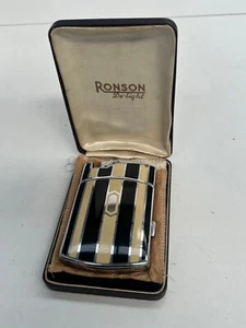 RARE VINTAGE RONSON DE-LIGHT ART DECO CIGARETTE LIGHTER & CASE - Picture 1 of 17
