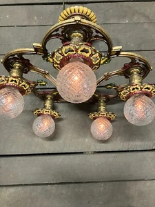 Antique  Art Deco Nouveau Victorian Chandelier Light - Picture 1 of 5