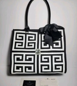 BRIGHTON MY FLAT IN LONDON CORNICHE SQUARE TOTE JEWELED COATED CANVAS & LEATHER - Picture 1 of 20