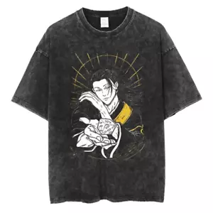 Washed T-Shirt Jujutsu Kaisen Geto Suguru VINTAGE Mode Baumwolle Kurzarm - Bild 1 von 9