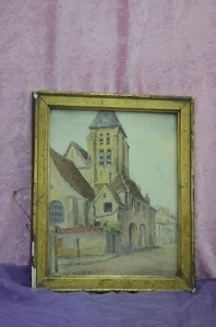 ANCIENNE LITHOGRAPHIE DESSIN GRAVURE EAU FORTE EGLISE A IDENTIFIE JOANNY DREVET - Foto 1 di 5