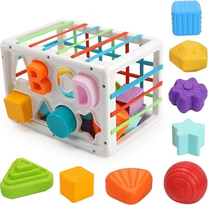 Montessori Toys, Toys Shape Sorter Colorful Storage Cube Bin & Sensory Toys, Inf - Picture 1 of 6
