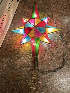 Vintage Santa's World Electrified Fancy Treetop Double Sided Light Up Tree Top - Picture 1 of 7