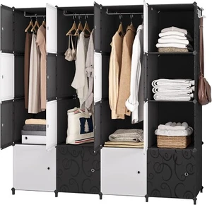JOISCOPE Portable Wardrobe for Bedroom,16-Cube Storage Foldable Wardrobe With Cl - Picture 1 of 7