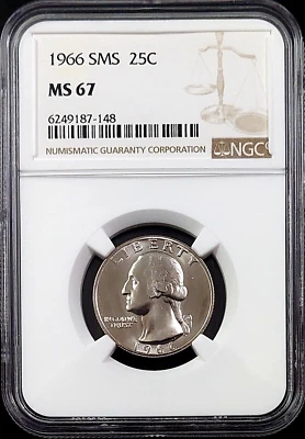 1966 SMS Washington Quarter certified MS 67 by NGC! sku 87148 - Image 1 of 4