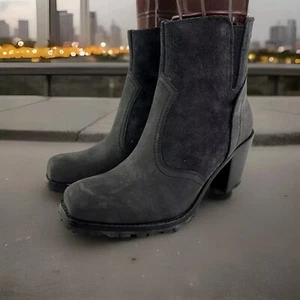 Woolrich Women's Kiva Heels Chelsea Boot US 8.5 Black Suede Nubuck Short Booties - Picture 1 of 10