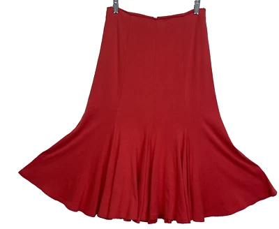Anthropology HD in Paris Womens Trumpet Skirt Size 10 Coral Midi Stretch Zip - Image 1 of 4