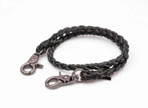 22" Quality Real Leather Braided Motocycle Trucker Biker Key Jean Wallet Chain - Picture 1 of 3
