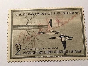 USED MIGRATORY BIRD HUNTING CONSERVATION STAMP 1956 - Picture 1 of 2