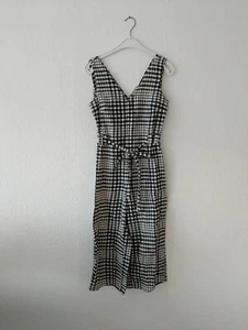 MNG Basics Mango Damen Jumpsuit schwarz weiß kariert Größe XS 3/4 Bein Länge - Bild 1 von 6