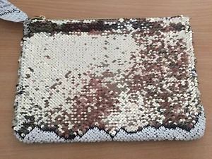 Sequin Champagne & Cream Clutch Bag - Picture 1 of 5