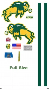 Juego completo de calcomanías de casco de fútbol americano North Dakota State Bisonte 8 mil convexo Gearwrap - Imagen 1 de 1