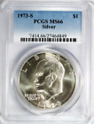 1973-S Silver Eisenhower Dollar Pcgs Ms 66 #Ga4-49