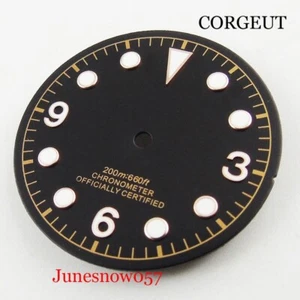 30.4mm Black Sterile Luminous Watch Dial fit 2824 2836 MIYOTA Automatic Movement - Picture 1 of 5