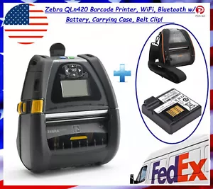 Zebra QLn420 stampante codici a barre, WiFi, Bluetooth con batteria, custodia, clip da cintura! - Foto 1 di 12