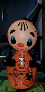 Vintage Halloween Inflatable Squeaker Rattle Chime Ball Tumble Boxing Baby Toy - Picture 1 of 7