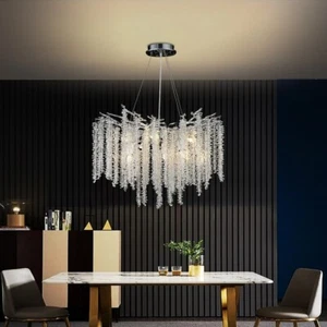 Luxury Round Raindrop Crystal Pendant Light Fixture,K9 Crystals Pendant Light - Picture 1 of 9