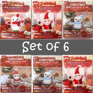 6 Wool Needles FELT KITS - 6 cute pals DIY sets Handcraft santa snowman festival - Picture 1 of 7
