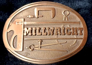 Vintage Millwright Men's Solid Brass Baron Belt Buckle Noble Oklahoma USA - Picture 1 of 3