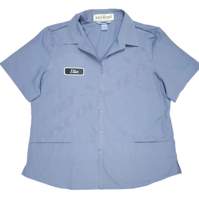 Cintas 口袋舒适衬衫 205 - 19 Contour Fit 深蓝色领 V 领 Ellie L — 第 1/4 张图片