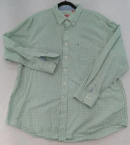 IZOD Mens XL Green Check Dress Shirt Button Up Casual Long Sleeve Soft - Picture 1 of 11