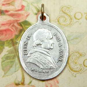 Pope Pie IX Souvenir Jubilee 1875. Religious Silver Pendant. Vatican Medal. - Picture 1 of 4