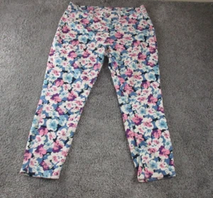 Uniqlo Jeans XL L23 Cropped Floral Pattern Cotton Stretch Colorful - Bild 1 von 10