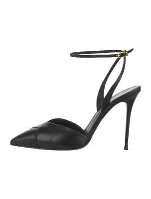 GIUSEPPE ZANOTTI черный кожаный слинга насосы размер 9 это 39 очень хорошо и коробка и сумка - Изображение 1 из 4