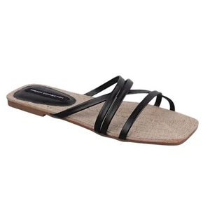 French Connection Women's North West Rope Flat Slide Sandals Black Size 7 1/2 - Picture 1 of 4