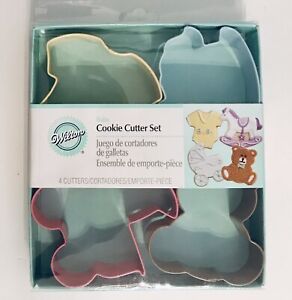 Wilton BABY Cookie Cutter Set Metal buggy bear rocking horse outfit - NEW in Box