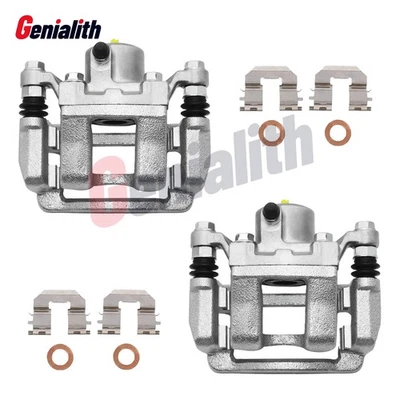 Pair Rear Brake Calipers with Brackets for 2011 - 2015 Hyundai Sonata Kia Optima Foto 1 de 4