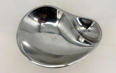 Tigela de servir vintage Nambe #560 13" alumínio chip e imersão meados do século moderna - Imagem 1 de 4