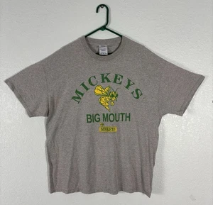 Vintage Mickeys T Shirt Mens 2XL Gray Short Sleeve Crew Beer Logo - Picture 1 of 4