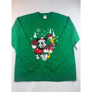 Disney Mickey Mouse Donald Duck Christmas Holiday Sweater Green Adult M - Picture 1 of 9