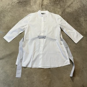 Camisa Harshman Mujer Talla Mediana Blanca Mariel Túnica Abotonada Corbata Cintura - Imagen 1 de 11